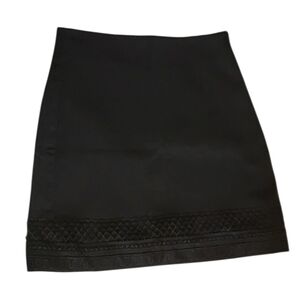 LOFT Petite Black Embroidered Eyelet Hem Mini Skirt, Size 00P